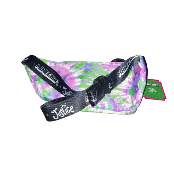 Justice Minecraft Iridescent Pyramid Pixel Printed Sling Bag - Picture 3 of 10